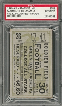 1945 Green Bay Packers vs College All-Stars Ticket Stub From 8/30/1945 (PSA)